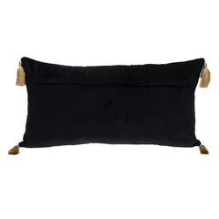 Black and Gold Geo Velvet Lumbar Pillow with Gold Tassels