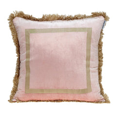 Boho Pink with Gold Fringe Decorative Square Throw Pillow