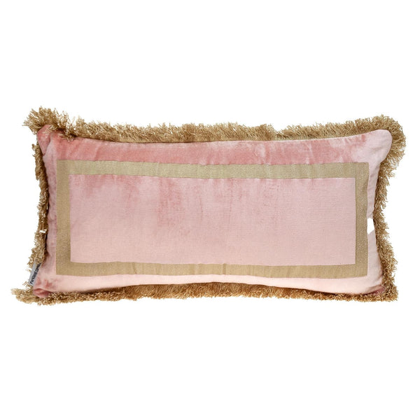 Boho Pink with Gold Fringe Decorative Lumbar Throw Pillow