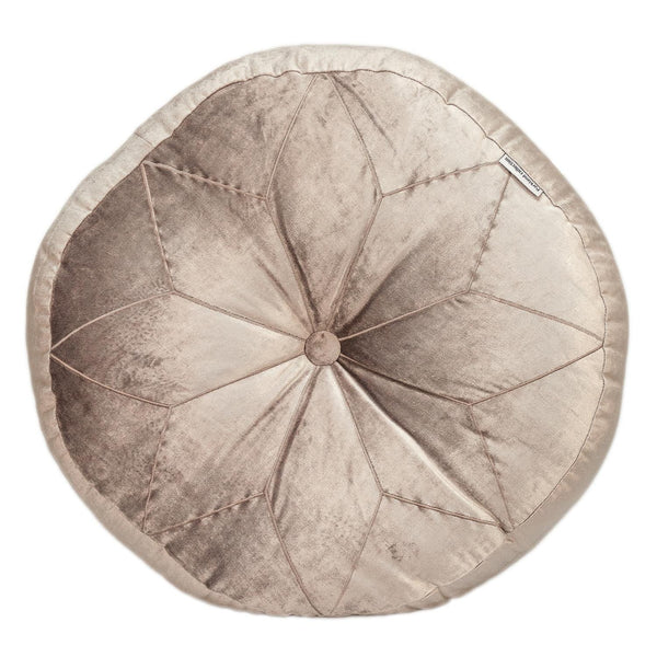Round Tufted Taupe Velvet Floor Pillow