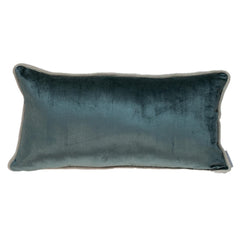 Reversible Gray and  Teal Lumbar Velvet Throw Pillow