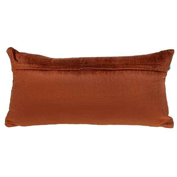 Burnt Orange Quilted Diamonds Velvet Lumbar Pillow