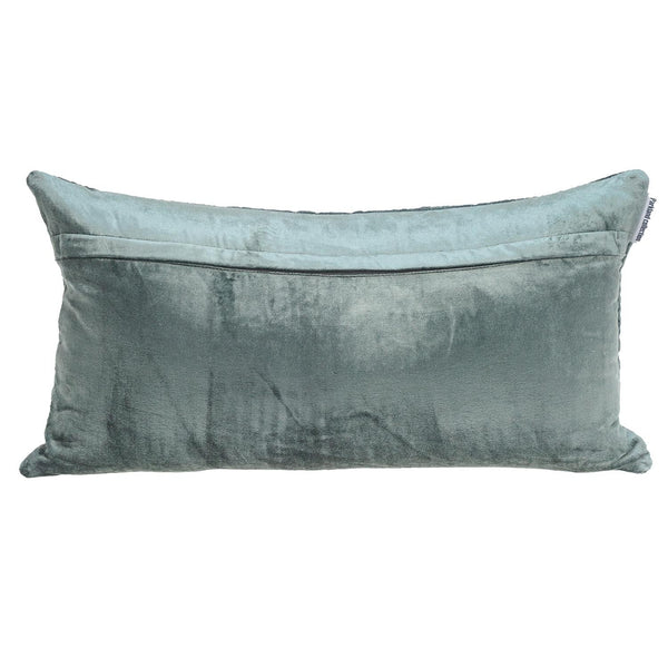 Seafoam Gray Quilted Velvet Lumbar Throw Pillow