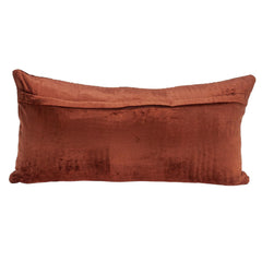 Quilted Velvet Burnt Orange Lumbar Throw Pillow