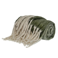 Super Soft Green and White Handloomed Throw Blanket