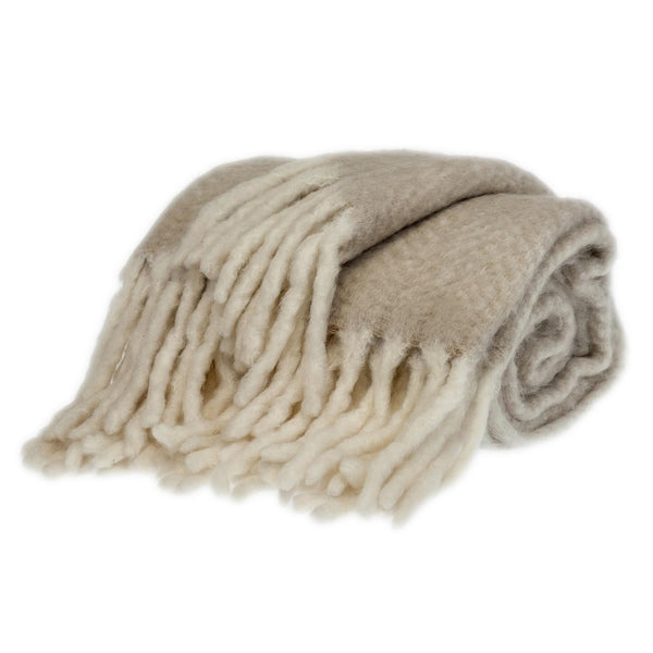 Super Soft Brown and White Chevron Handloomed Mohair Throw Blanket