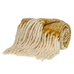 Super Soft Mustard and White Chevron Handloomed Throw Blanket