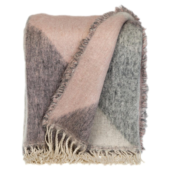 Soft Chic Pink and Gray Striped Handloomed Throw Blanket