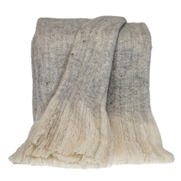Supreme Soft Gray and White Handloomed Throw Blanket
