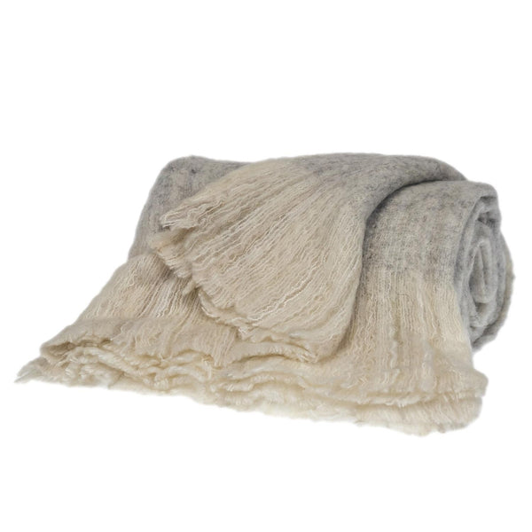 Supreme Soft Gray and White Handloomed Throw Blanket