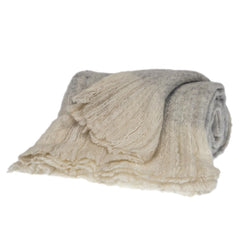Supreme Soft Gray and White Handloomed Throw Blanket