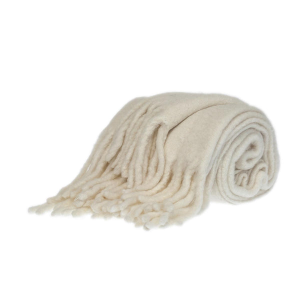 Luxury  White Handloomed Throw Blanket