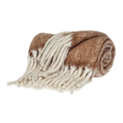 Super Soft Dark Brown and White Chevron Handloomed Mohair Throw Blanket
