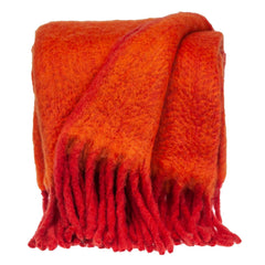 Luxury Orange and Red Handloomed Throw Blanket