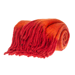 Luxury Orange and Red Handloomed Throw Blanket