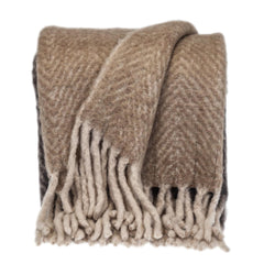 Boho Chic Brown and Gray Chevron Handloomed Throw Blanket