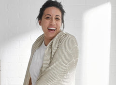 Lux Tex Taupe Organic Cotton Knit Throw Blanket