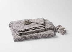 Grey and White Chunky Tassel Organic Cotton Grey Throw Blanket