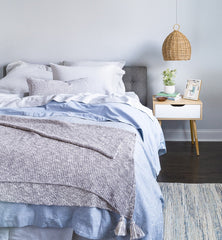 Grey and White Chunky Tassel Organic Cotton Grey Throw Blanket