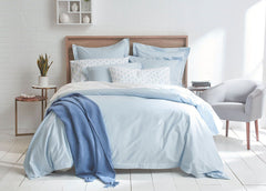 Luxury Blue Finely Spun Flax Linen Throw Blanket