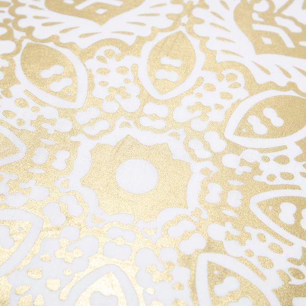 White Gold Medallion Down Filled Throw Pillow