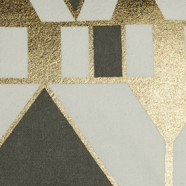 Gray Ivory Gold Geo Diamond Throw Pillow