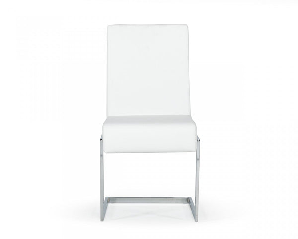 Set of Two White Silver Modern Dining Chairs