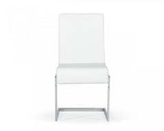 Set of Two White Silver Modern Dining Chairs