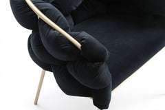 Black Geo Velvet and Champagne Gold Velvet Dining Chair