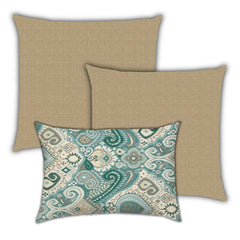 Set of 3 Brown Ornate Indoor Outdoor Zippered Pillow Covers