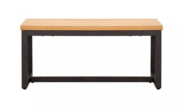 Rustic Natural Oak And Black Metal End Table