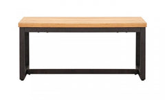 Rustic Natural Oak And Black Metal End Table