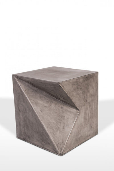 Asymmetric Dark Gray Concrete Cubed Stool