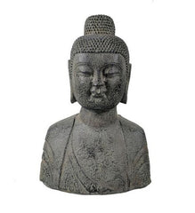 18" Classic Charcoal Budha Head Indoor Outdoor Statue