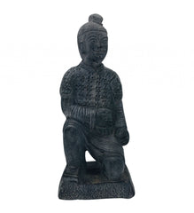 24" Kneeling Charcoal Warrior Statue Indoor Outdoor Statue
