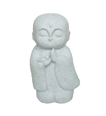 14" White Praying Monk with Bird Indoor Outdoor Statue
