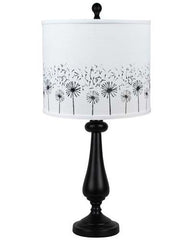 Black Candlestick Whimsical Dandelion Shade Table Lamp