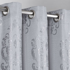 Set of Two 84"  Silver Damask Pattern Window Panels