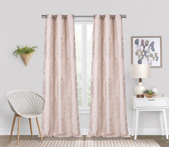 Set of Two 96"  Blush Damask Pattern Window Panels