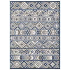 7" x 9" Gray Blue Aztec Pattern Indoor Outdoor Area Rug