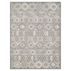 7" x 9" Gray Ivory Aztec Pattern Indoor Outdoor Area Rug