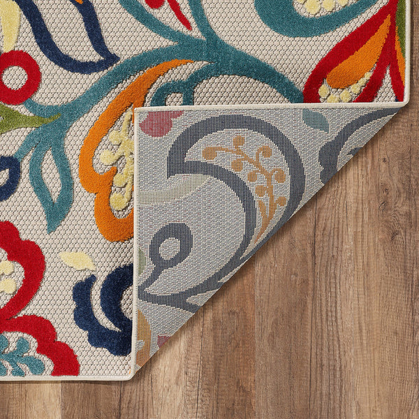 2" x 4" Multicolor Jacobean Floral Indoor Outdoor Area Rug