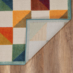 2" x 4" Orange Gray Triangle Indoor Outdoor Area Rug