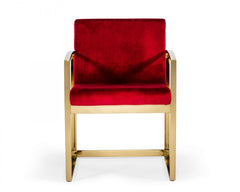 32" Lux Red Velvet and Gold Armchair