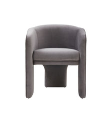 28" Contemporary Dark Gray Velvet Three Legged Chair