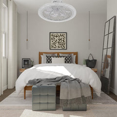 20" Mod Mirrored Glass and Stainless Steel Ceiling Fan and Light
