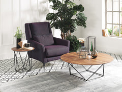 41” Mod Geo Brown and Black Wood and Iron Coffee Table