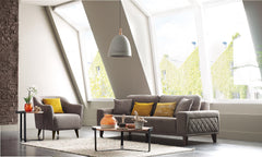 36” Contempo Brown and Black Round Wood Tri Leg Coffee Table