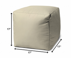17  Cool Neutral Ivory Solid Color Indoor Outdoor Pouf Cover