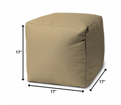 17  Cool Khaki Tan Solid Color Indoor Outdoor Pouf Cover